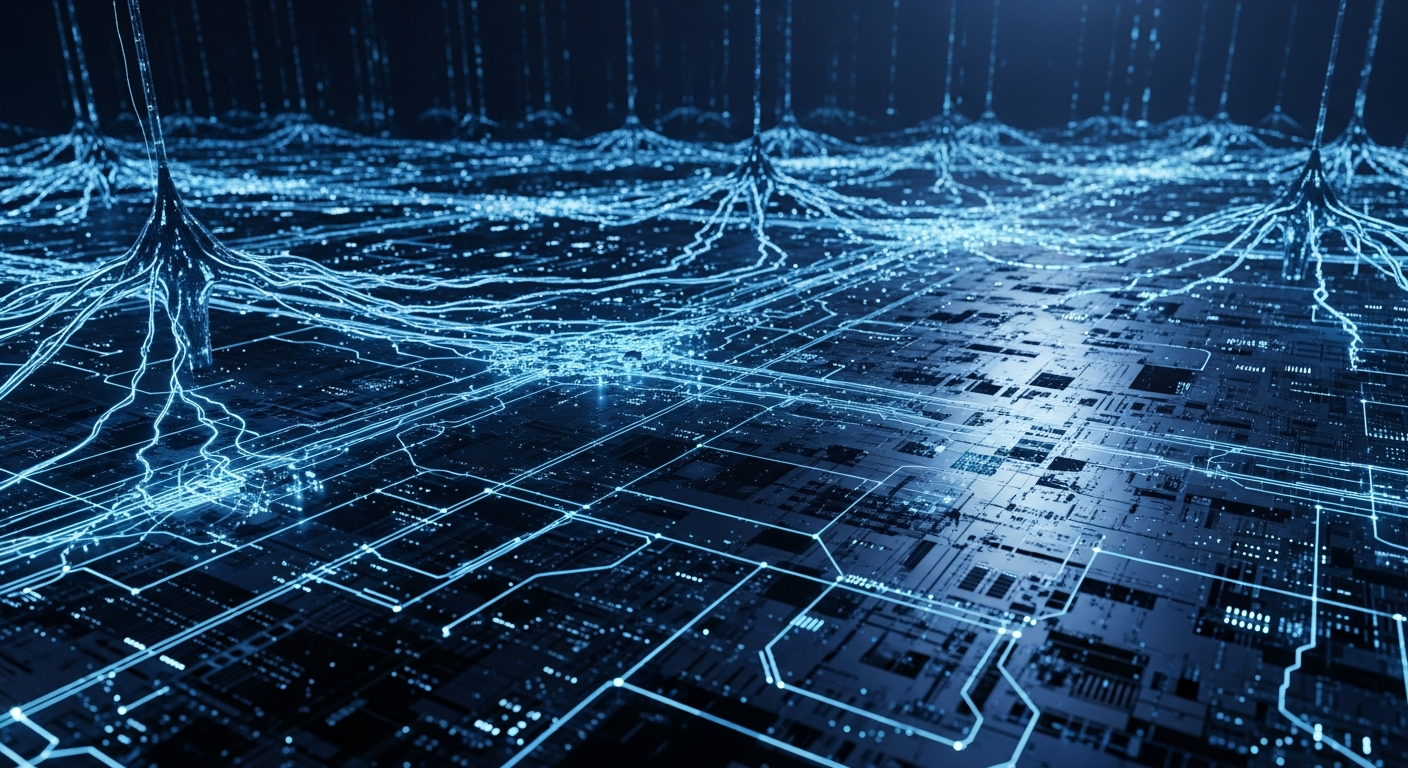 Futuristic digital landscape